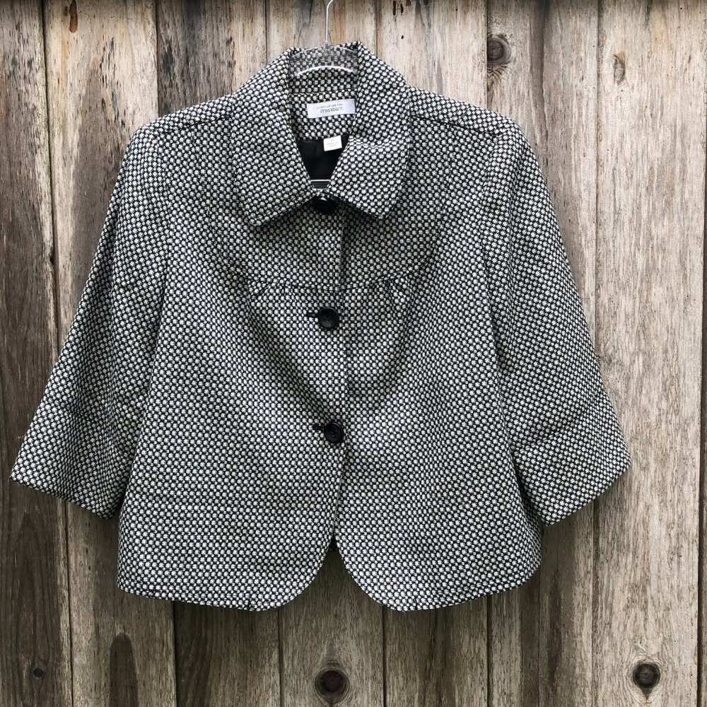 Vintage Larry Levine Black White Suit Jacket Size 12